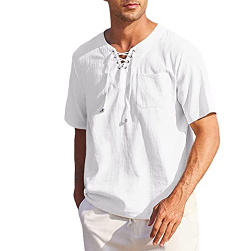 Chemise hawaïenne anti transpiration en coton lin blanc pour rester frais en fête