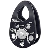 「GM CLIMBING CE UIAA認証 30kN マイクロプーリー モバイルサイド プレート クライミングプーリー 12mmロープ適合 自己潤滑ブッシング 登山 クライミング アーボリスト ツリークライミング 伐採 レスキュー プーリーシステム設置 ブラック 1個」の画像