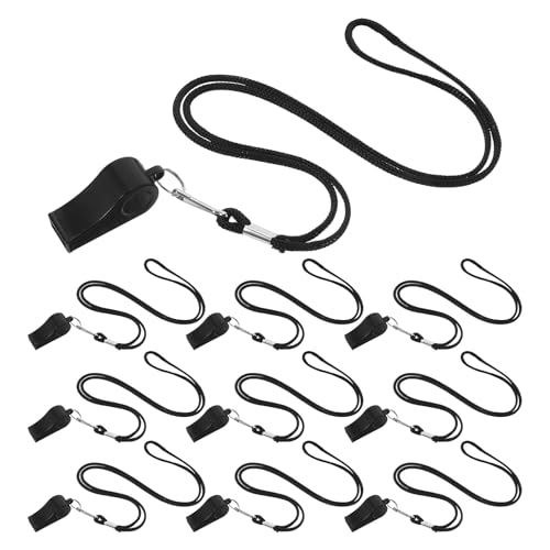 10 silbatos plásticos para entrenador con cordón negro miniatura 1