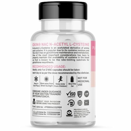 Image of Oxin Nutrition NAC N-Acetyl L-Cysteine - Non GMO - Gluten Free Lungs Respiratory Support (60 Capsules)