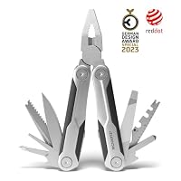 RICHARTZ NEO tool 26+ | Multitool mit 26 Funktionen | matt gestrahlter Edelstahl | | ergonomische Kunststoff-Griffzonen | Multitool Werkzeug mit Arretiersystem | inkl. Gürteltasche & Bit-Satz – Ansicht 2