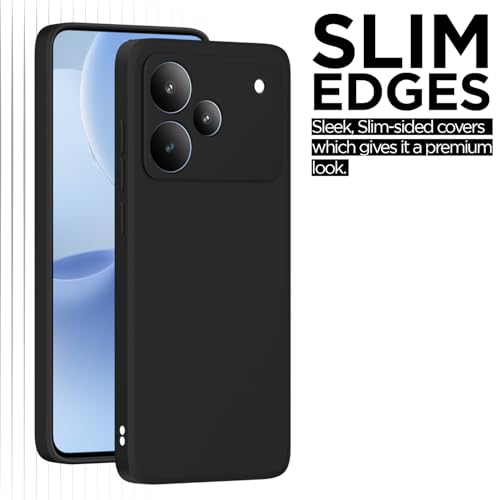 Image of Outlouders Back Cover for Realme P4 5G | Camera Protection | Durable Soft Matte Silicone Bumper Case (Black)