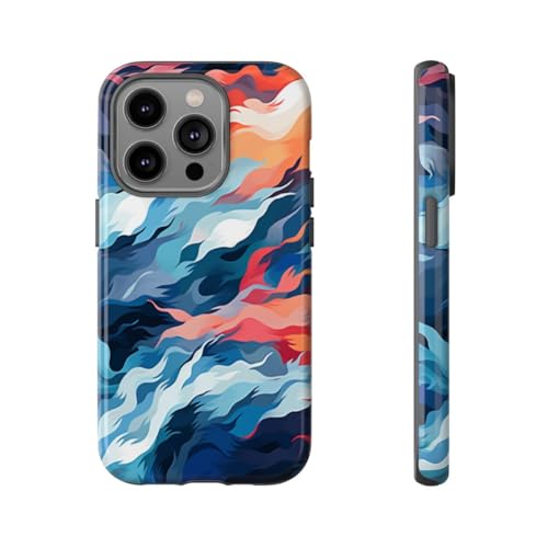 Coque iPhone 14 Pro motif abstrait multicolore brillant aux vagues fluides