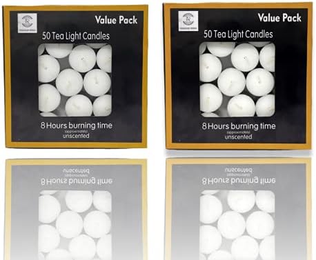 Requisite Needs Tea Light Candles 8 Hour Burn Time White Unscented (Pack of 50)