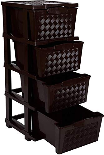 Image of Joyful Cargo Plastic Multipurpose Drawer (37 cm x 39 cm x 93 cm, Dark Brown), Large (FBACARGO4CREAM)