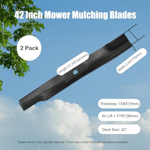 WaanGar AM141034 42 inch Mower Blades for John Deere D130 D110 D105 D125 X300 Z225 LA135 Z235 42" Deck Lawn Tractor Replace AM137327 AM141032 (2 Pack) by WaanGar - Image 2