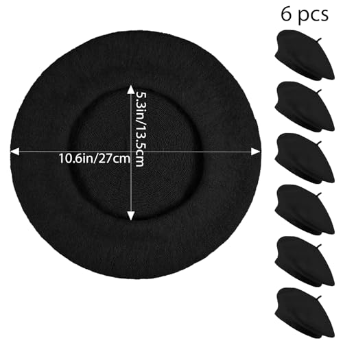 Image of Jolbndcv 6PCS Beret, French Beanie, Outdoor, Winter, Fashion Lady Hat | One Size Fits Most,Solid Color,Stretchable,for All Season