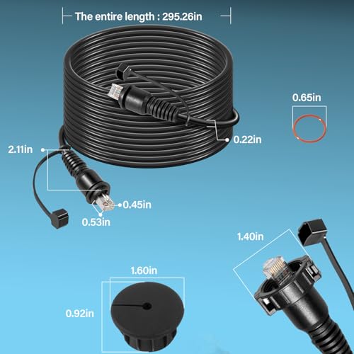 Image of 25 Foot Marine Network Cable for Garmin RJ-45 Compatible with GPSMAP, ECHOMAP Plus /UHD /Ultra, GMR, GMR Fantom, GMS, GSD, GCV 10 Scanning Sonar Module, #010-10550-00