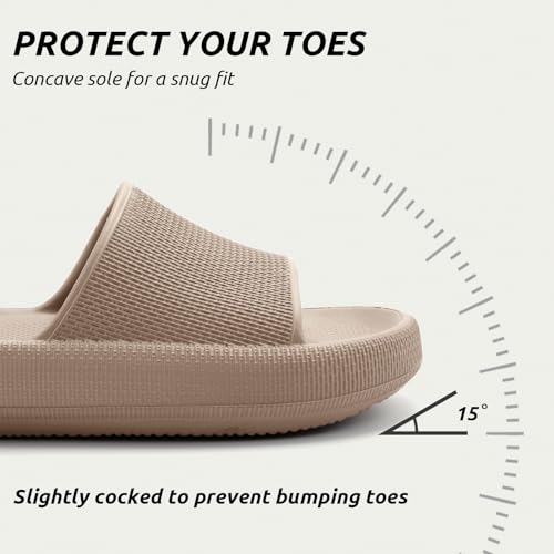 BAXIWUY Badelatschen Damen Badeschuhe Herren Schlappen Badeschlappe Cozislides Original Slippers Rutschfest Hausschuhe Sommer Pantoletten Wolkenschuhe Flip Flops Indoor/Outdoor，Braun，40-41 EU 6