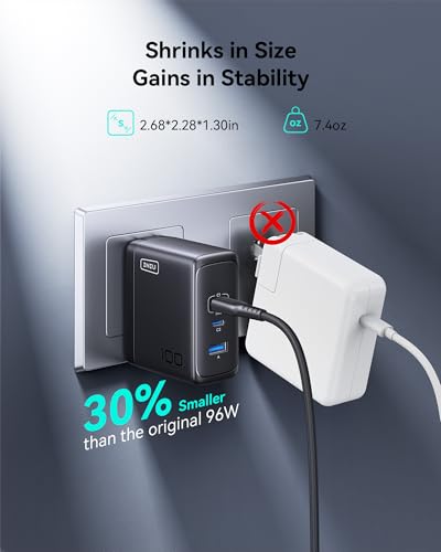 Image of INIU 100W GaN USB C Charger, 3-Port Compact Fast Charging Block with 5ft 100W USB C Cable, Foldable Travel Laptop Charger for MacBook Pro Air 15 14, iPhone 17 16 Pro Max Samsung S26 S25 Dell etc White