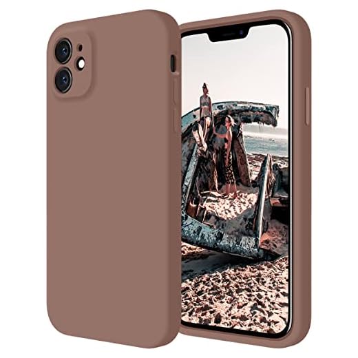 Cordking iPhone 11 Case, Silicone [Square Edges] & [Camera Protecion] Upgraded Phone Case with Soft Anti-Scratch Microfiber Lining, 6.1 inch, Light Brown