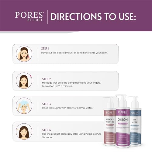 Image of PORES Be Pure Onion Shampoo and Conditioner Combo for Hair Growth & Hair Thickness | Sulfate & Paraben Free | Anti-Dandruff, Hair Fall Control, Deep Nourishment for Dry & Damaged Hair | Unisex Formula ( 250 ml X 2 )