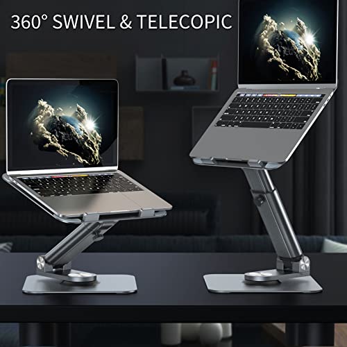 Laptop-Stand-360-Swivel-Adjustable-Laptop-Stand-for-DeskTelescopic-Laptop-Riser-Freedom-Height-Multi-Angle-Foldable-and-Portable-Computer-Stand-for-All-MacBook-Laptops-10-15-17-inches-Grey