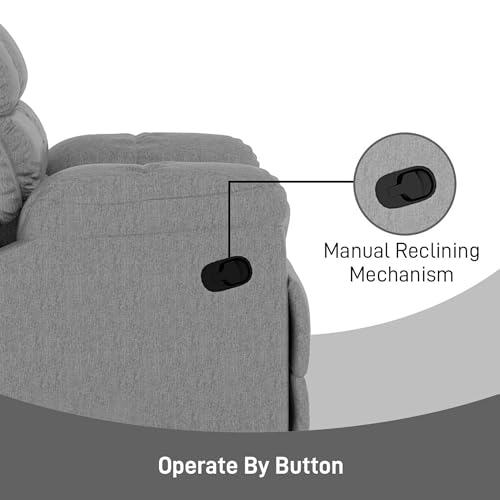 Image of Amazon Brand - Solimo Avalon Single Seater | Premium Mosha Fabric | Manual Recliner | Grey