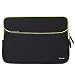 Evecase 11.6-Inch Neoprene Padded Slim Sleeve Case with Exterior Accessory Zipper Pocket for Laptop Notebook Chromebook Computer - Black with Green Trim (Acer Asus Dell HP Lenovo Samsung Toshiba
