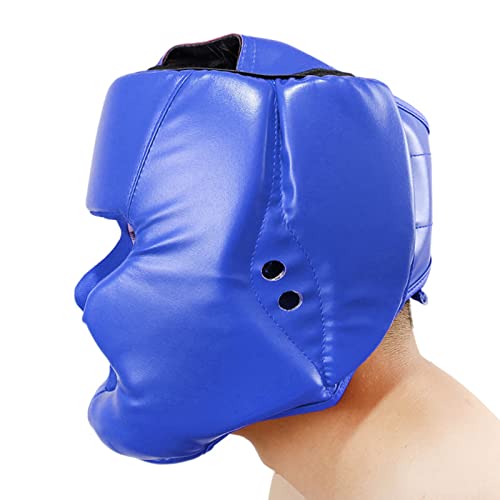 Protector de cabeza de boxeo para niños, de piel sintética, para adultos, niños y niñas, protector de casco para artes marciales, karate, taekwondo, protección facial completa