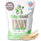 Nature Gnaws USA Deer Antlers for Dogs 4-7" (3 Count) - Mix of Split and Whole Pieces - Long Lasting for Small and Medium Breeds - Natural Dog Chew Bones