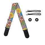 doginthehole Hippie Floral Adjustable Guitar Straps for Kids Girls,Women Colorful Cartoon Flower Print Guitar Strap for Acoustic, Bass and Electric Guitars