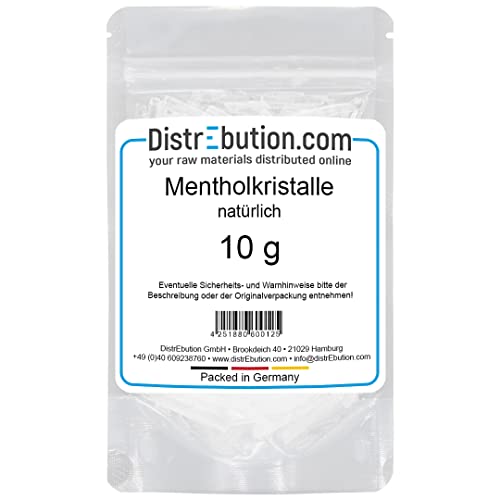 DistrEbution.com Mentholkristalle aus 100% Minzöl 10g Sauna Aufguss reines Menthol intensiv und wohltuend