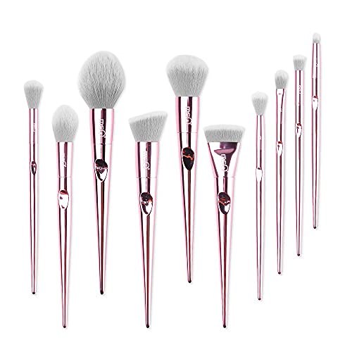 Makeup Brushes MSQ 10pcs Professional Makeup Brush Set Soft Synthetic Hair for Foundation, Highlighter, Liquid, Concealer, Eye Shadow, Lip - Rose Gold