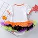 Toddler Baby Halloween Pumpkin Print Bodysuit Tutu Tulle Dress Warmer Headband Outfit Set Fashion Orange 12-24 Months