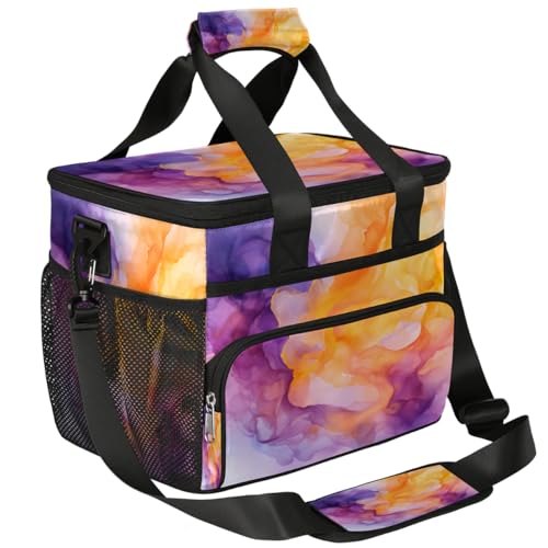 Abstract Smoke Waves Insulated Picnic Backpack Lunch Box for Women Men Picnic Basket Tote Lunch Bag Picnic Bag Portable Lunch Bags for Picnic, Beach, Work, Trip,Office, Camp Colored Smoke