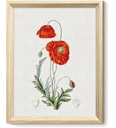 VIYYIEA Wooden Textures Framed Wall Art, Flowers Canvas Wall Decor, Illustration Artwork Prints H...