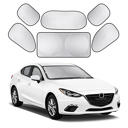 Juego de 6 parasoles para Ventana Lateral Delantera y Trasera con Bolsa de Almacenamiento para automóvil, SUV, Furgoneta, camión, protección Solar Completa, bloquea los Rayos UV, Mantiene el Coche