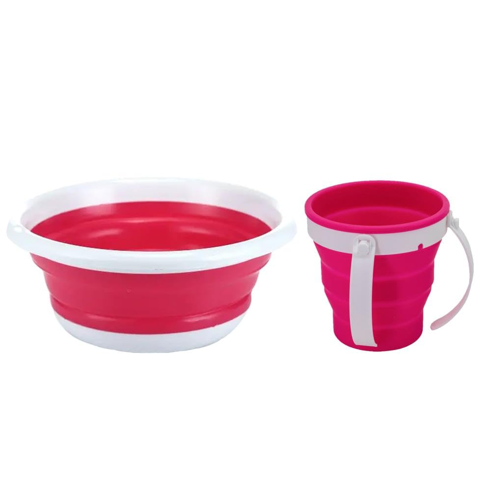 YBM HOME K1223-333 - Juego de lavado de plástico plegable, multiuso para ahorrar espacio, color rosa