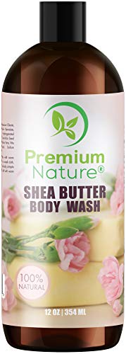 Body Wash Women Shower Gel - All Natural Eczema Moisturizing Body Wash For Women Shea Butter Sulfate Free Body Wash Sensitive Skin 100% Pure Raw Shea Butter Deep Moisture Bodywash 12 oz