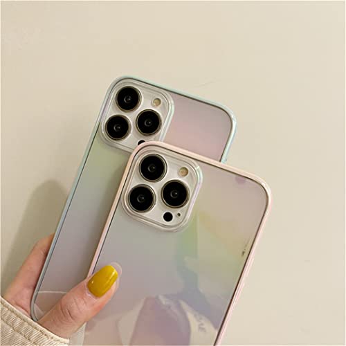 iPhone 13ケース 6.1インチ 対応 オーロラ グラデーション 可愛い ソフト シンプル 透明 韓国 アイフォン13ケース かわいい クリア シリコン TPU 携帯電話カバー おしゃれ 女性向け スマホケース ピンクのボーダー
