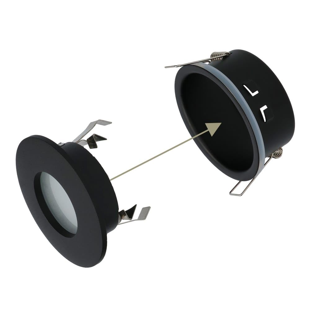 HOFTRONIC - 6er LED Einbaustrahler IP44 Wasserdicht 230V 6x4W 6x345 Lumen Dimmbar Schwarz 6500K Kaltweiß GU10 Bad Einbauleuchte Einbauspot Einbauleuchte für innenbereich und Außenbereich