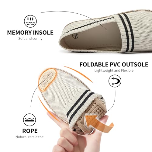 Womens Espadrilles Breathable Flats Mesh Slip on Loafers Soft(Beige.11) by BABUDOG - Used condition - Image 3
