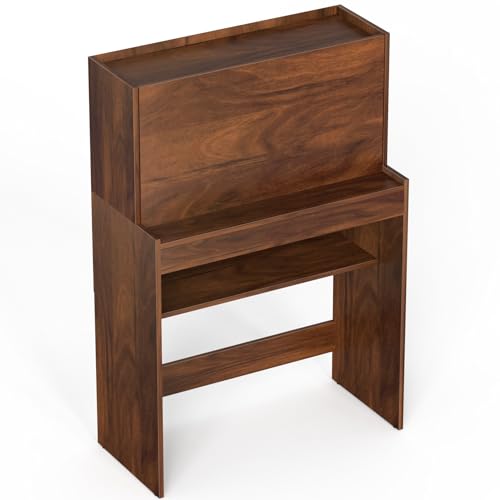 Image of BLUEWUD Karmiya Engineered Wood Study and Computer Laptop Table for Home or Office, WFH Desk, with Multiple Storage Shelves for Books and Decor Display for Adults Kids Students (Brown Maple)