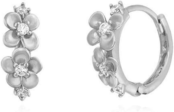 Small CZ Flower Hoop Earrings for Women Girls 925 Sterling Silver Cubic Zirconia Huggie Cute Daisy Cartilage Hoops Hypoallergenic Elegant Jewelry Dainty Birthday Gifts for Mom Daughter