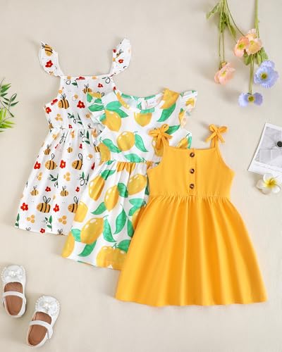 Toddler Girl Dress Little Girl Clothes Ruffle Sleeveless Multipack Floral Flamingo Striped Summer Spring Casual Dresses2