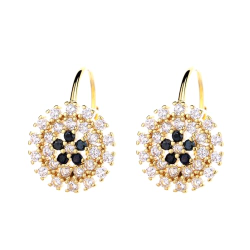 14K Gold Plated Flower Huggie Earrings Made with crystals, Hypoallergenic, Huggie Earrings