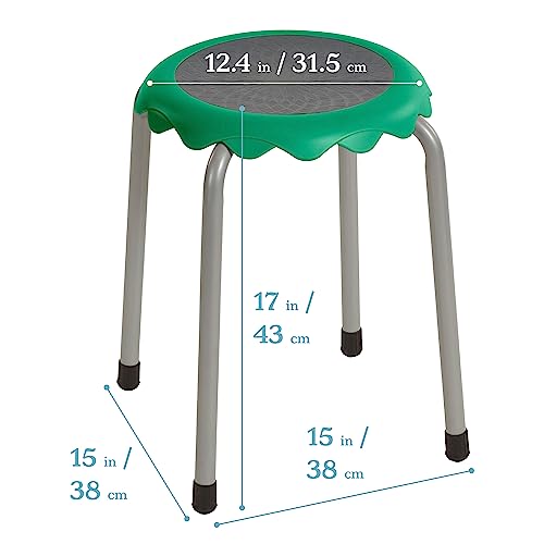 Image of ECR4Kids Daisy Stackable Stool with Glides Seating Set, Flexible Seating, Emerald, 8-Piece
