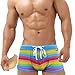 Sipumia Men's Square Leg Swimwear Pride Rainbow Swim Briefs Bikini Board Surf Shorts Boxer Swimming Trunks Stripe LGBT Pride-01 XXL