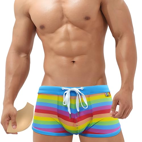 Men's Square Leg Swimwear Pride Rainbow Swim Briefs Bikini Board Surf Shorts Boxer Swimming Trunks2