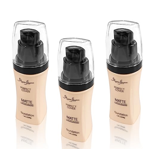 3 Pack Maria Ayora Liquid Foundation Makeup,Matte Face Makeup Foundation,Moisturizing,Lightweight,1.4Fl Oz 1 Bottle (02 Natural) #TOP22
