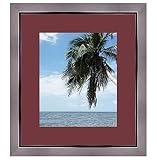 RK Cadres Photo Frame con Passepartout Borgogna per un'immagine 22x29 o 29 x 22 cm Cornice portafoto Argento con Filo Nero, 3.4 Centimetri di Larghezza, Foto Struttura in Legno