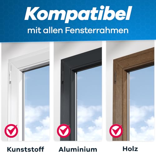 Fliegengitter für Fenster ohne Bohren inkl. Zubehör - 130x150 cm 1 Stück, schwarz - feinmaschiges Fenster Fliegengitter mit Klebestreifen - Insektenschutz Fenster in anthrazit (durchsichtig)