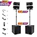 Melltimbro 15-inch 8000W P.M.P.O Stereo PA Speaker System Combo Set 4 Line Array Speakers, Two 15-inch Subwoofers for Party DJ Wedding Meeting