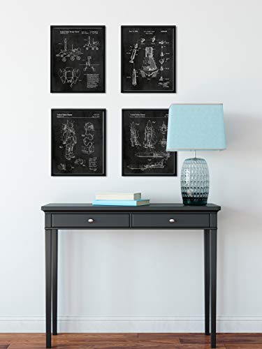 Artcanthurtu Outer Space Patent Prints - Wall Art Decor - Astronomy Space Themed Bedroom Decor - Gift Boys, Kids, Universe, Planets, Galaxy, Earth, Science Lovers - Set Of 4, 8"X10" #TOP3