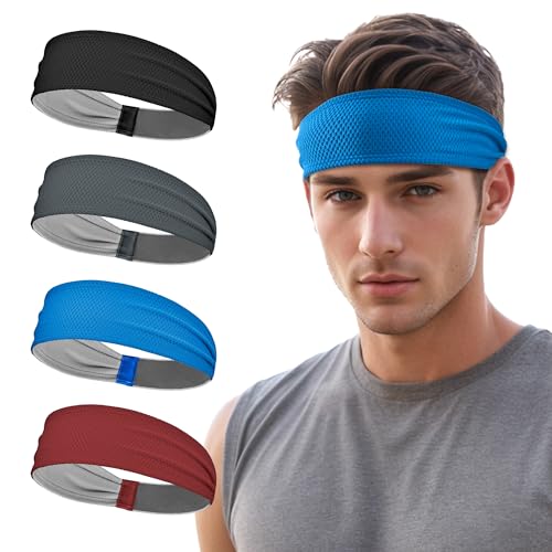 Image of Sukeen Sports Headbands for Men, Moisture Wicking Sweat Bands Headbands Non-Slip, Breathable Elastic Sweatband, Running Headband for Yoga, Tennis, Fitness Workout