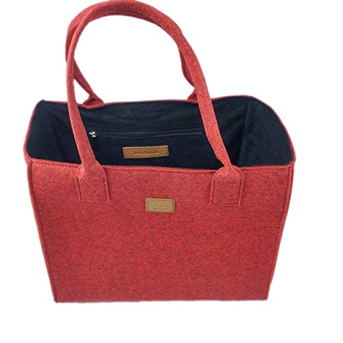 Sac à main pour femme en feutre XL Venetto grand sac de shopping rouge et noir