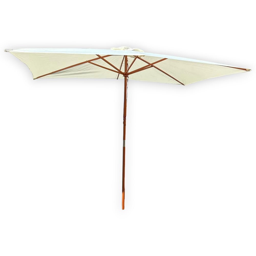 Parasol rectangulaire 2 x 3 m de jardin avec poteau central en bois et air vent river, 200x300 cm