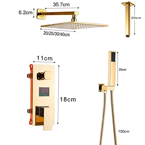 Robinet de douche effet pluie or plafond 8 pouces avec douchette