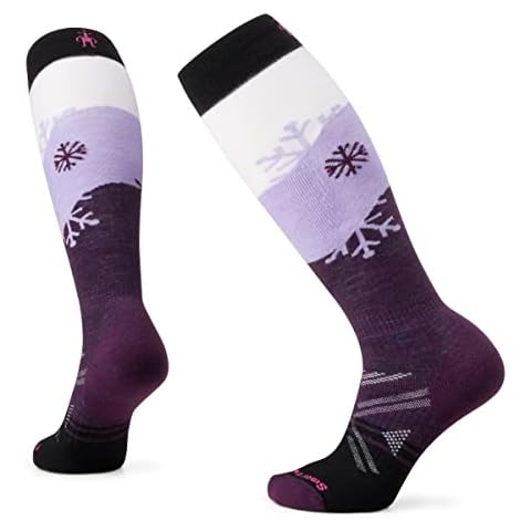 Smartwool Women's Ski Full Cushion Merino Wool Over the Calf Snowpocalypse Pattern Socks, Purple Iris, Medium Cover